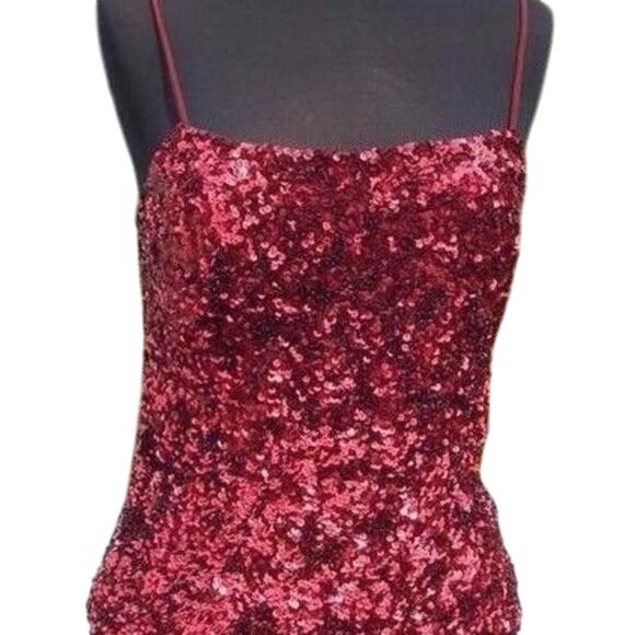 Cache Red Sequin Encrusted Halter Asymmetrical Bustier Event Lined Top $138 NWT - Picture 2 of 7